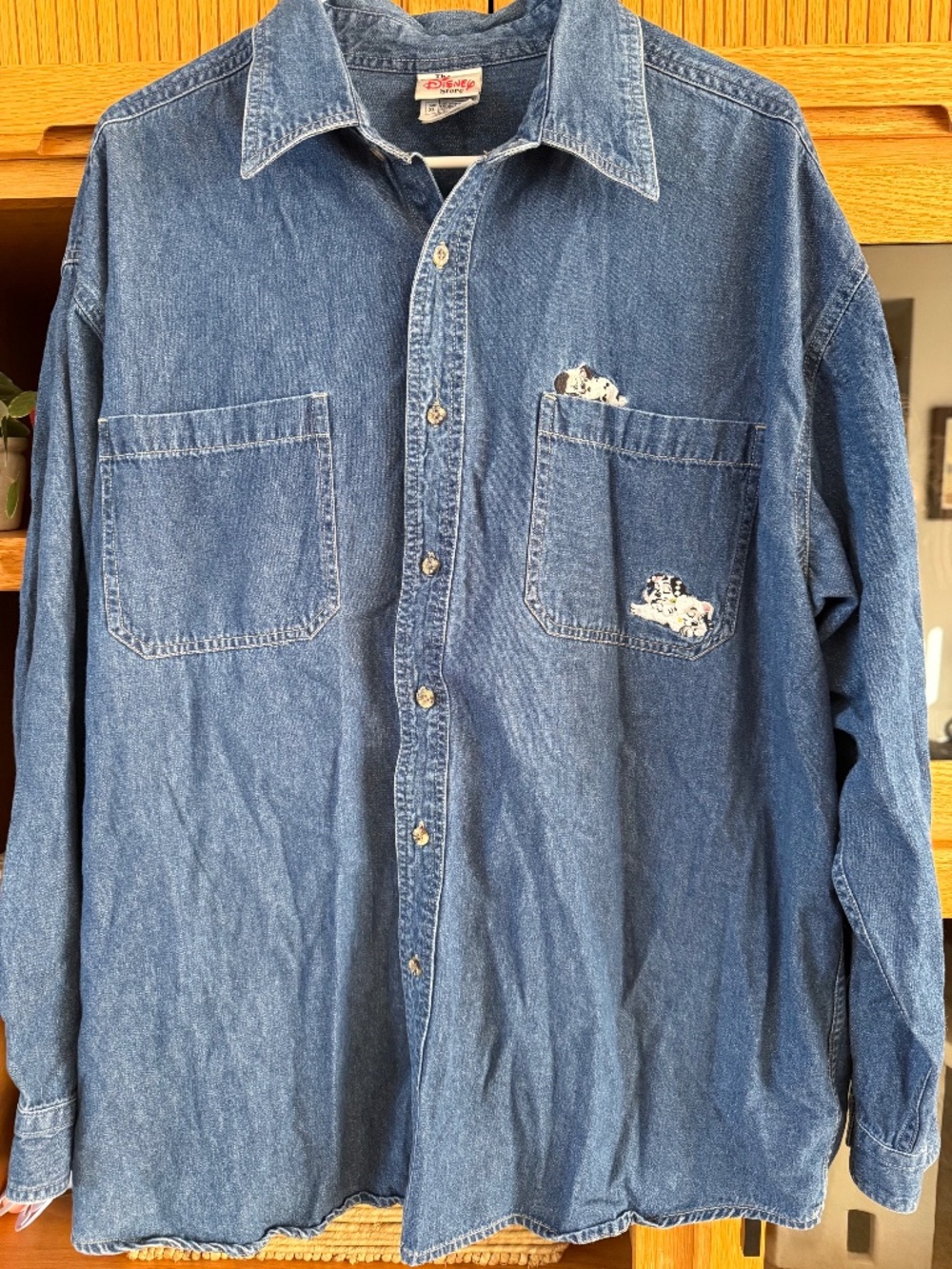 Vintage Disney Store 101 Dalmations Button Up Denim Shirt, XL